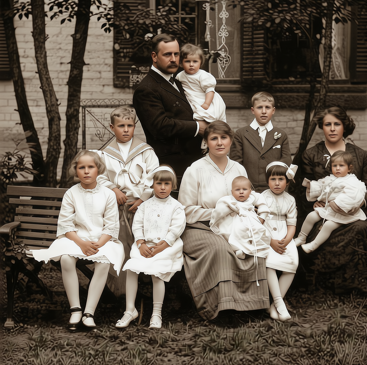 La famille de Jules-Alexandre Duchastel de Montrouge, vers 1920, version colorisée
