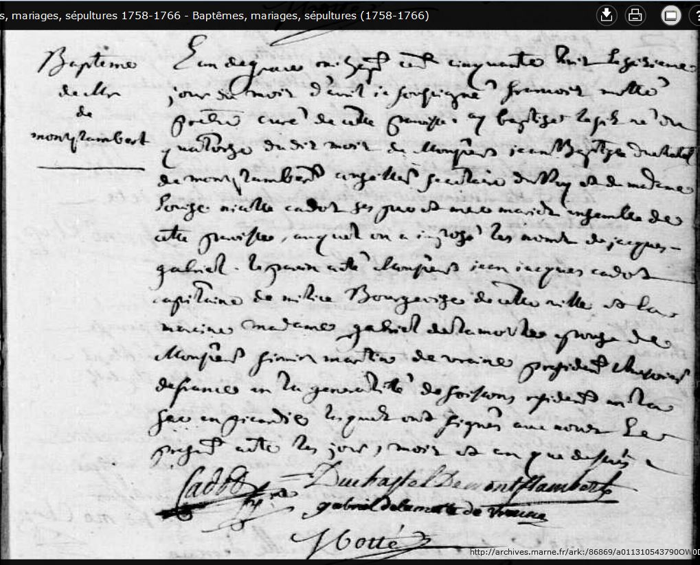 Acte de baptême de Jacques-Gabriel Duchastel, 14 août 1758, paroisse Saint-Étienne de Reims