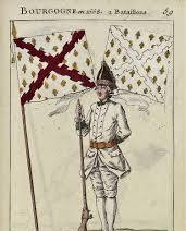 Uniforme et drapeau du régiment de Bourgogne, infanterie, 1791-1792